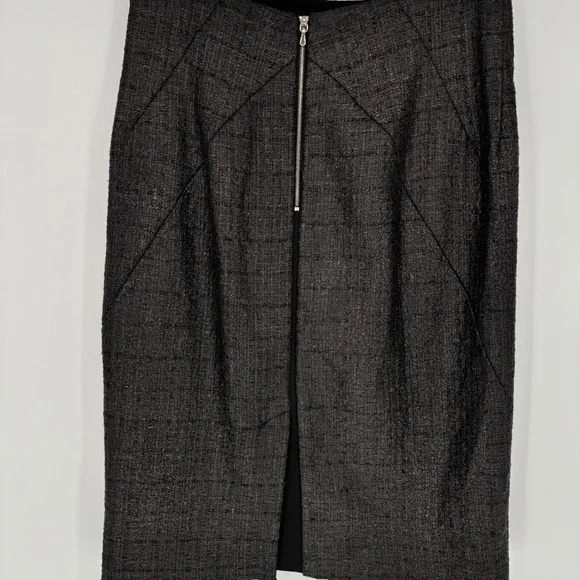 WILLOW Charcoal Grey Metallic Pencil Skirt Exposed Back Zipper Womens Sz 8 - Picture 5 of 9